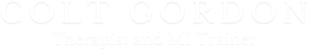 The image features the name "Colt Gordon" prominently displayed, indicating a therapist and ML trainer, likely in a professional or branding context.